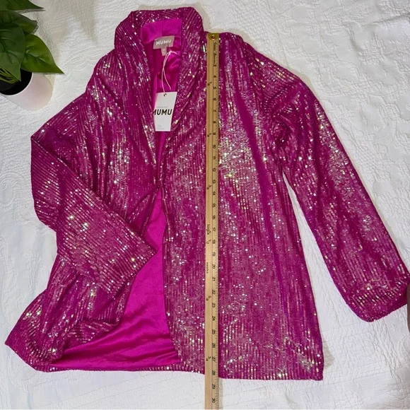 NEW Show Me Your Mumu Dance Blazer Disco Pink Sequins Size Medium - Picture 10 of 14